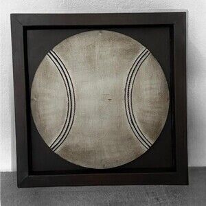 Vintage Framed Metal Baseball 3D Wall Display Plaque